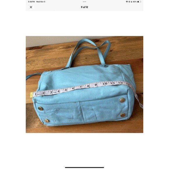 Fossil Sydney Brown sky blue Real Leather Shoulder Tote Shopper Carryall Bag - Picture 9 of 12